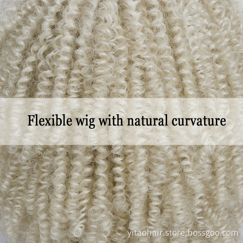 Blonde Kinky Curly Wig Middle Part Afro Curly Medium Length Heat Resistant Synthetic Hair Full Wigs For Women Halloween Wigs